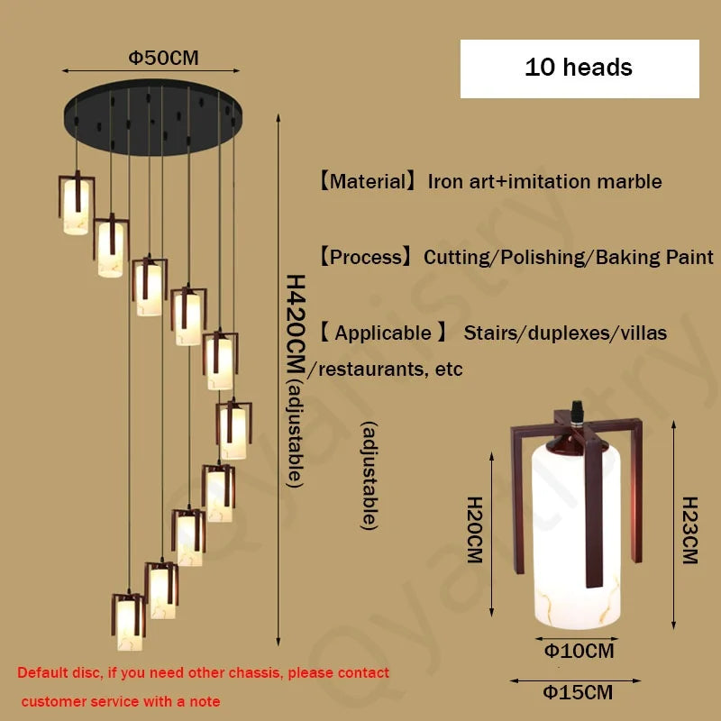 Afralia™ LED Marble Pendant Light for Luxury Villa Living Room Interior Decor