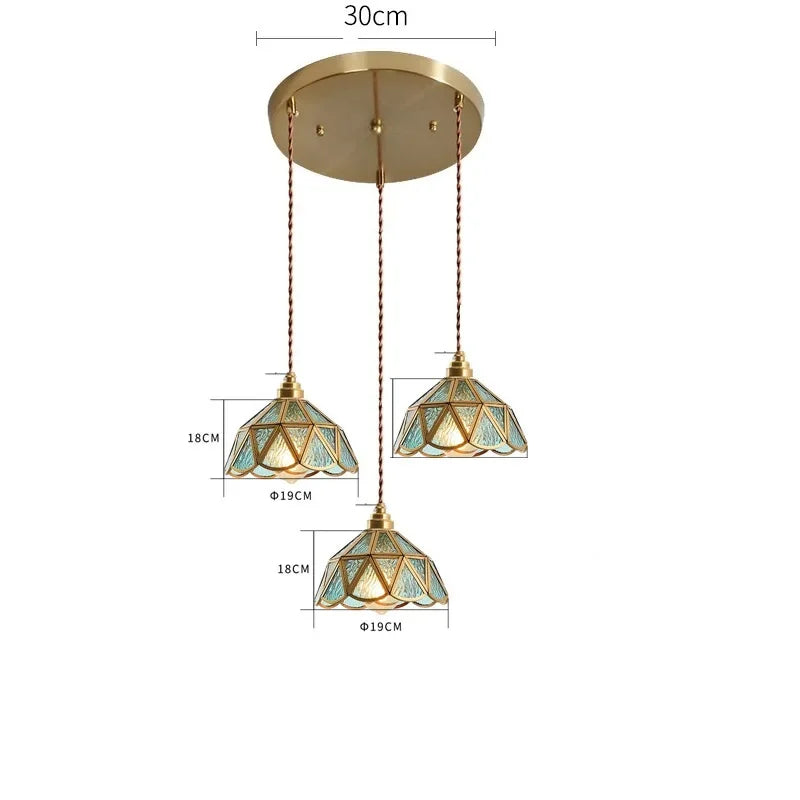 Vintage Pendant Lamp for Bedroom Bar Cafe Glass Copper LED Pendant Lights by Afralia™