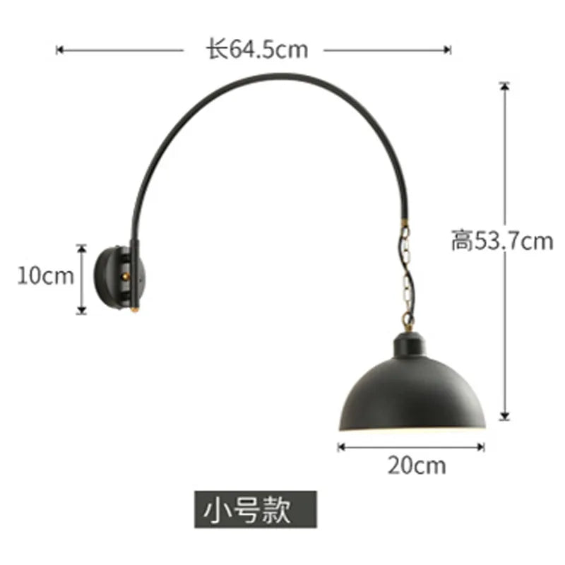 Afralia™ Long Swing Arm Wall Lamp, Industrial Vintage Living Room Light