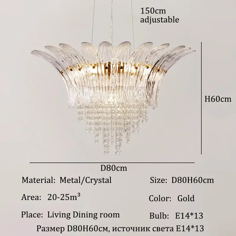 Afralia™ Crystal Chandelier Ceiling Light Fixture for Luxurious Living Rooms