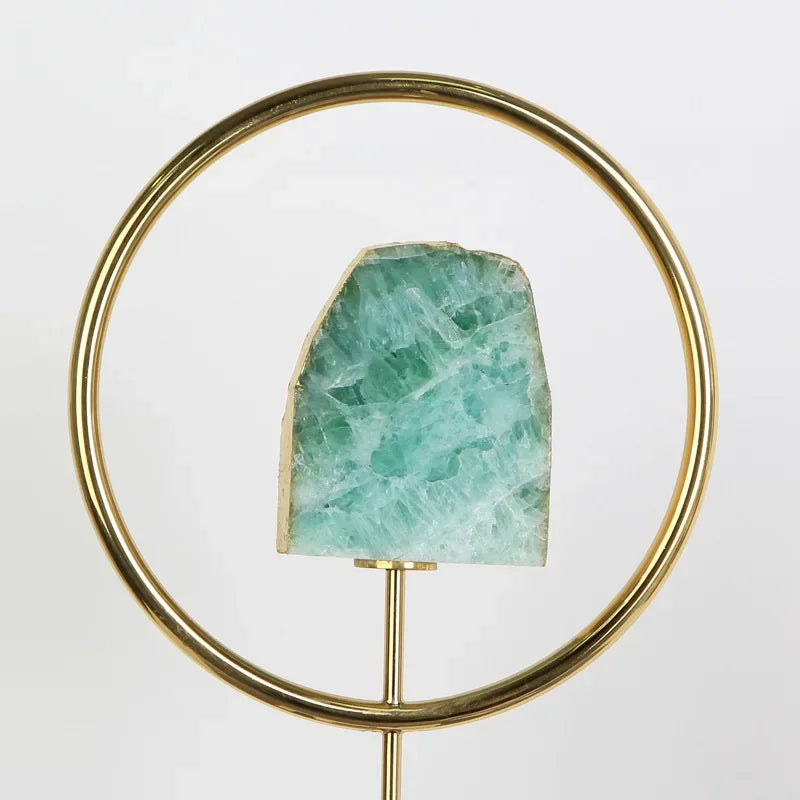 Afralia™ Metal Crystal Pendant Ring Sculpture Geometric Figurine Decoration