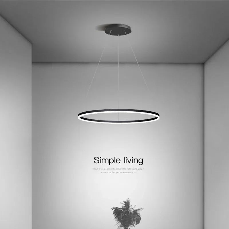 Afralia™ Modern LED Dimmable Chandelier Suspend Lighting, Aluminium Circle Ring Pendant Lights