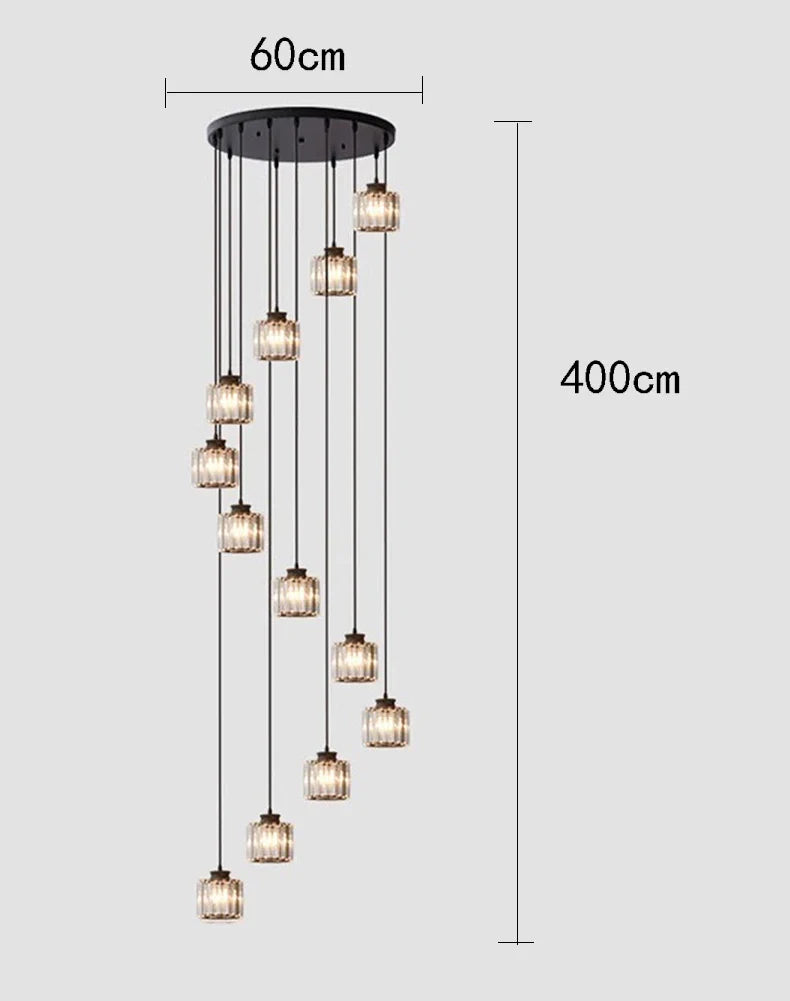 Afralia™ Crystal Staircase Pendant Lamp: Modern Luxury Interior Decoration Lighting for Home & Hotel.