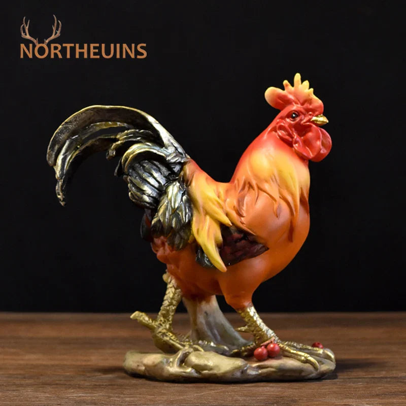 Afralia™ Rooster Resin Handicraft Outdoor Garden Ornament for Ranch Micro Landscapes