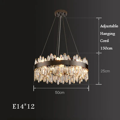 Afralia™ Modern Gold/Black Crystal Chandelier, Adjustable Dining Room Ceiling Fixture