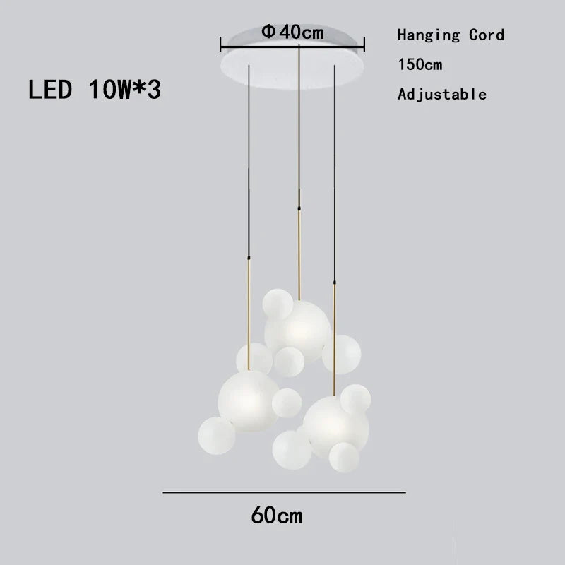 Afralia™ Round LED Glass Pendant Light, Modern White Bubble Lampshade for Home Ceiling Decor