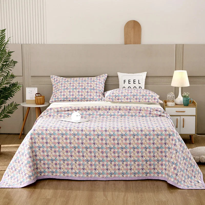 Afralia™ Cotton Double Bedspread Set with Floral Design for Healthy Home Bed Decor