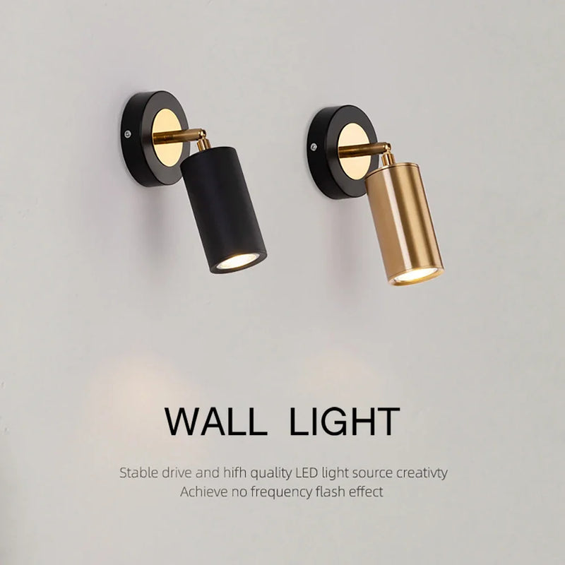 Afralia™ Modern Rotatable Wall Lamp - Black and Gold Bedside Sconce for Adjustable Reading Spotlight