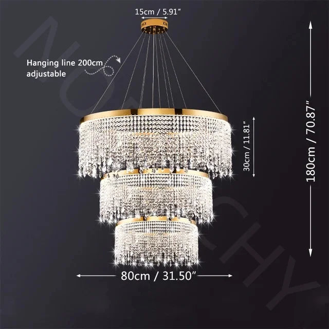 Afralia™ Crystal Chandelier Ring Pendant Light for Living Room, Dining Room, Kitchen