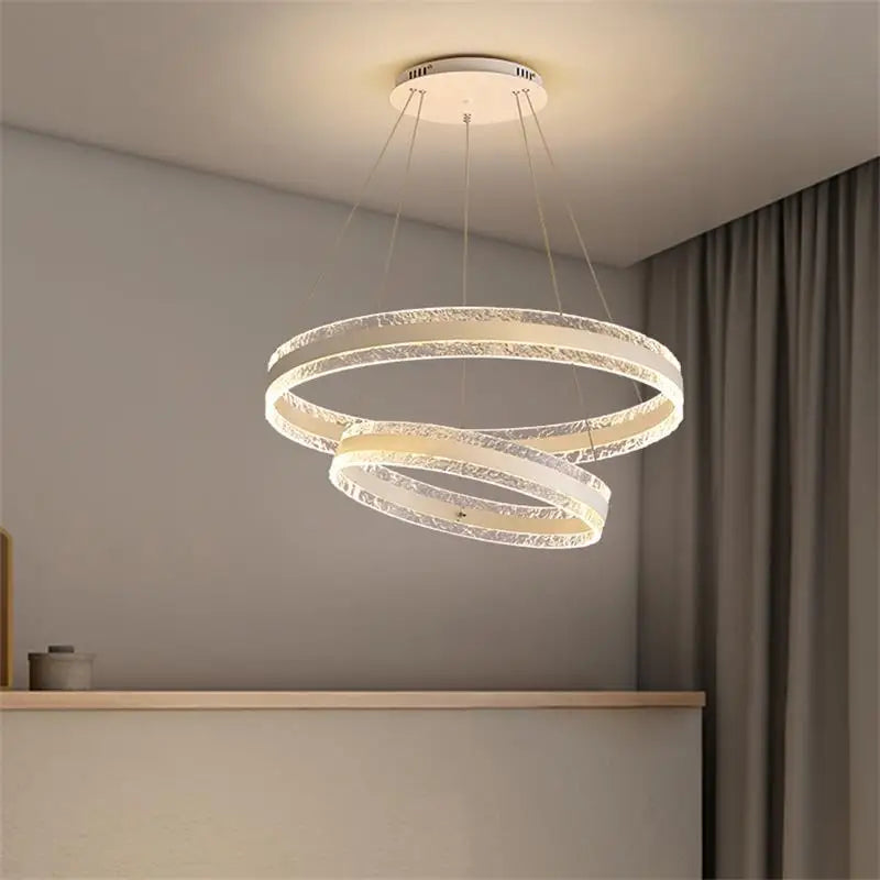 Afralia™ Circle Rings LED Chandelier for Living & Dining Room - Modern Acrylic Aluminum Lighting