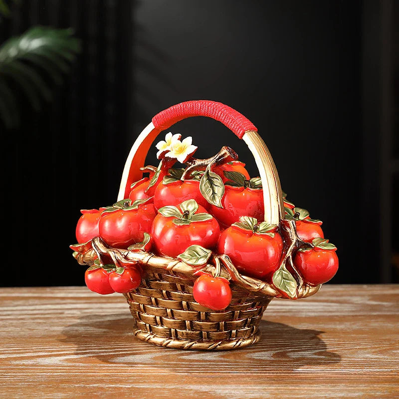 Afralia™ Persimmon Tree Apple Fruit Basket Home Decoration Figurines
