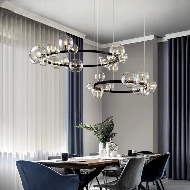 Afralia™ Glass Ball Pendant Chandelier for Kitchen Dining Living Room