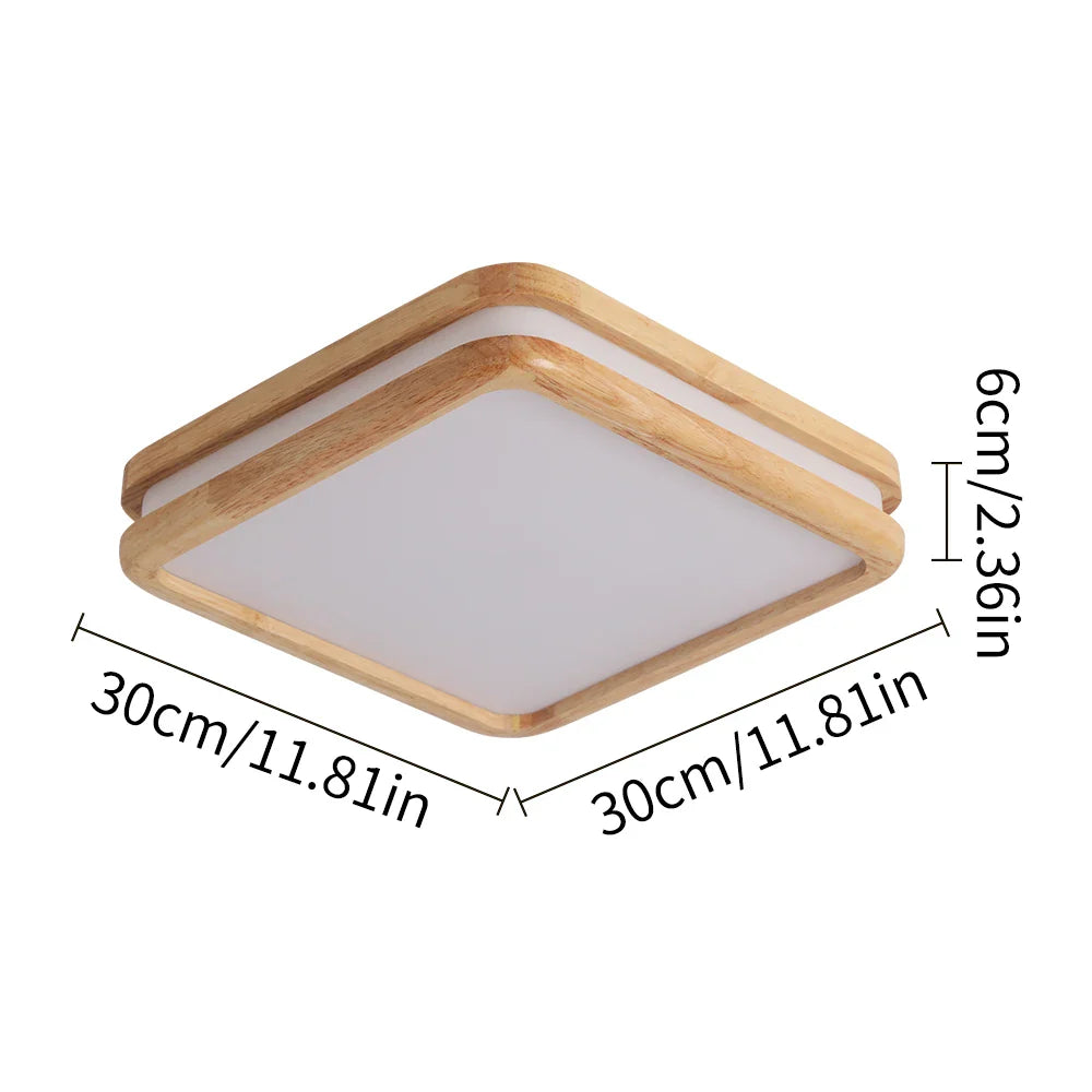 Afralia™ Modern Wood LED Ceiling Lamp 30W Minimalist Chandelier Dining Room Bedroom Light