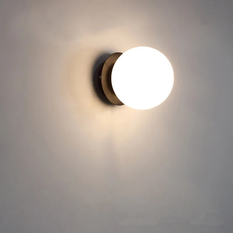 Afralia™ Minimalist Cream Sphere Wall Lamp for Living Room & Bedside