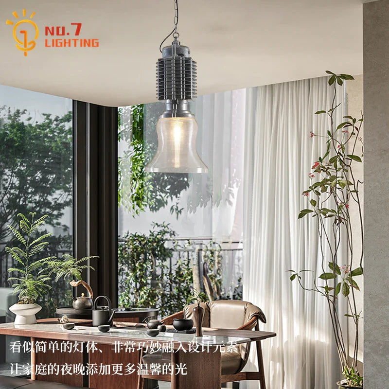 Afralia™ Glass Chrome Pendant Light LED E27 Iron Art Decor for Restaurant Café