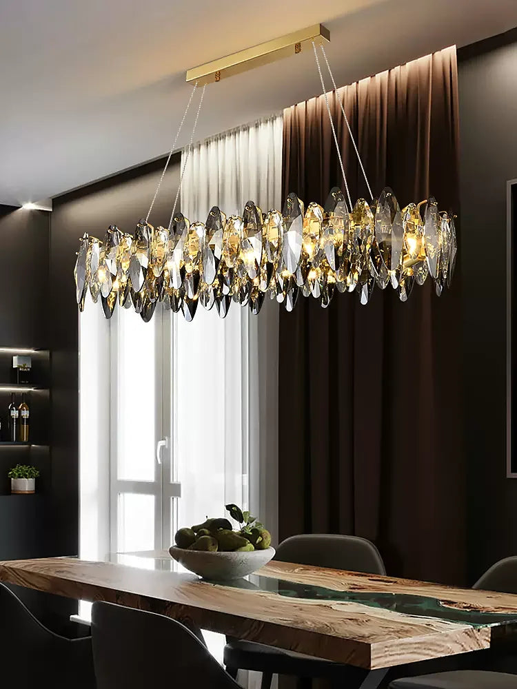 Afralia™ Crystal Chandelier: Elegant Ceiling Hanging Light for Living Room & Dining Table