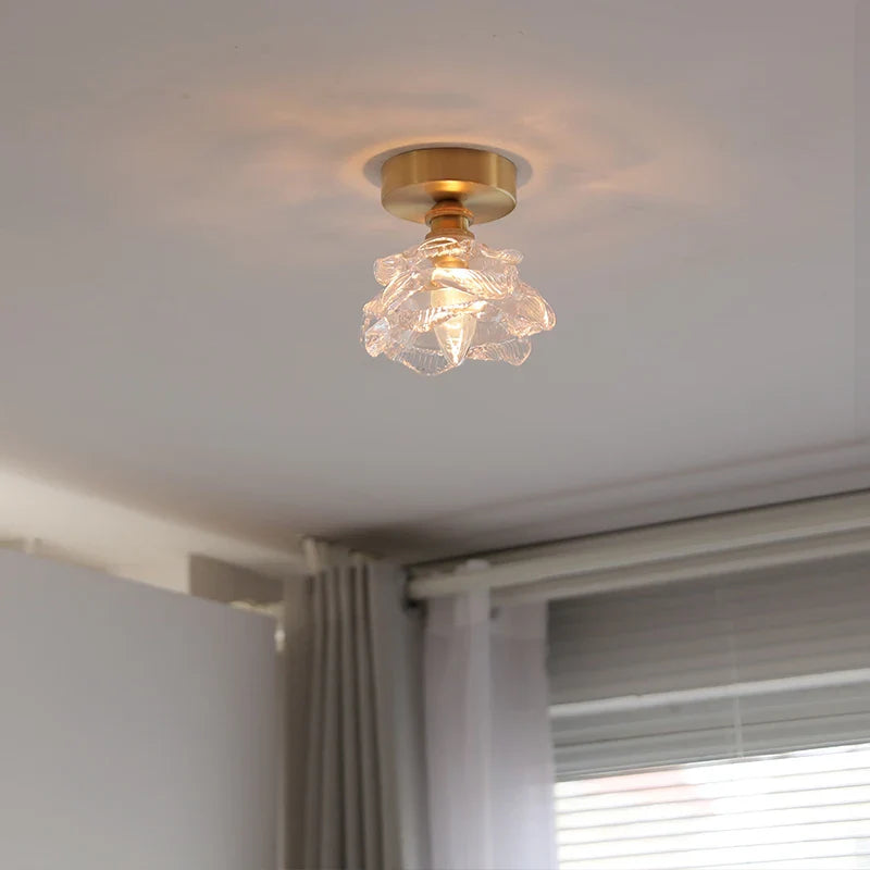 Afralia™ Modern Glass Copper LED Ceiling Light Chandelier for Home, Living Room, Kitchen