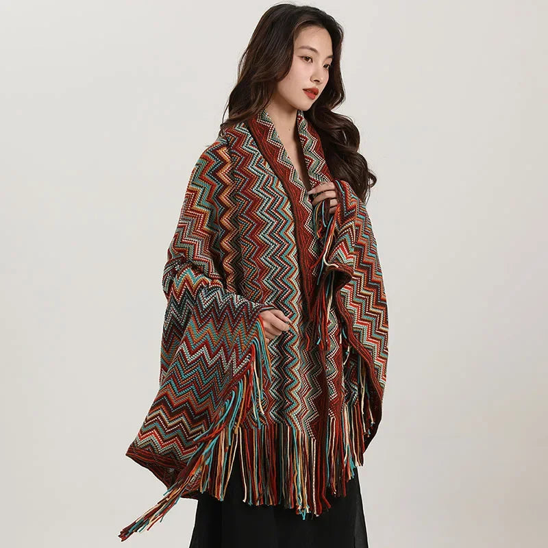 Afralia™ Bohemian Wavy Fringe Shawl: Fashionable & Multifunctional Sofa Cover Blanket