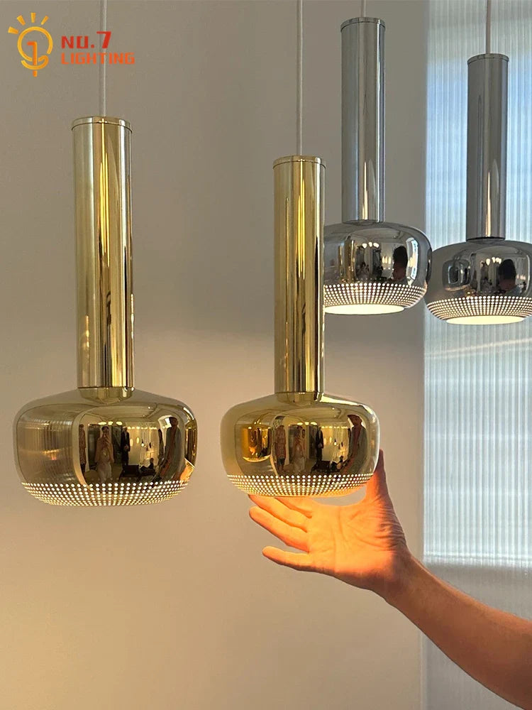 Afralia™ Bauhaus Copper/Chrome Pendant Lights for Living Room, Kitchen Island, Bar, Bedroom&Bathroom