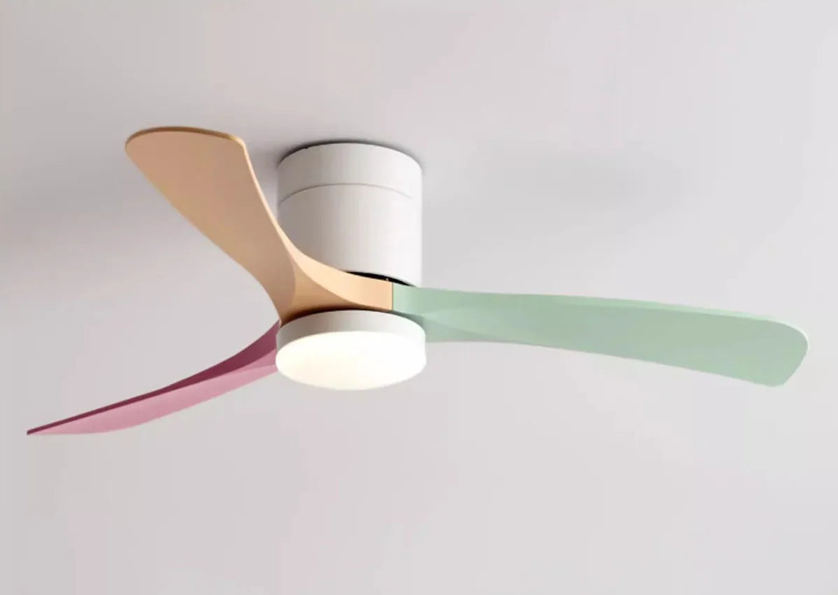 Modern Black/White ABS Blade Low Profile Ceiling Fan Light with Remote Control by Afralia™