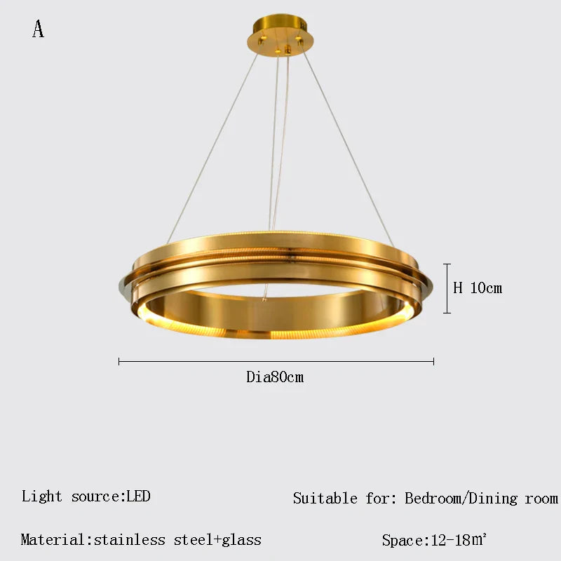 Afralia™ Gold Ring Chandelier: Modern Italian Design for Stylish Living Spaces
