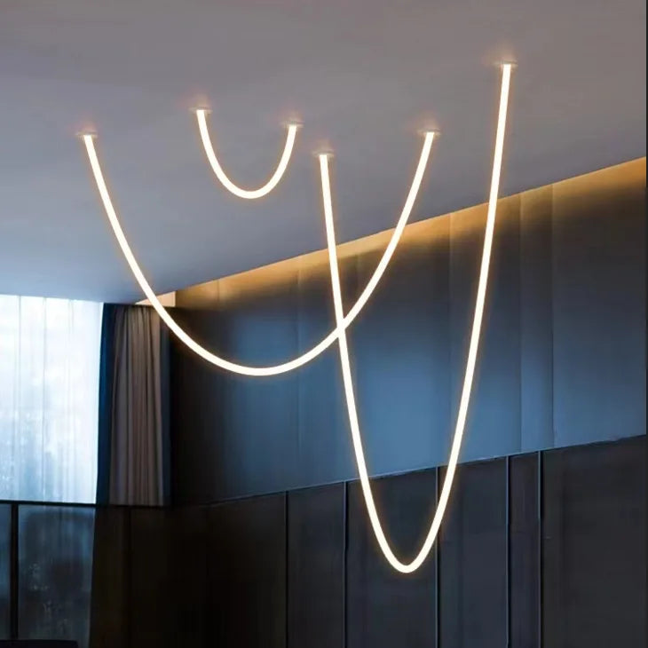 Afralia™ Silicone LED Pendant Light for Villa Staircase Living Rooms