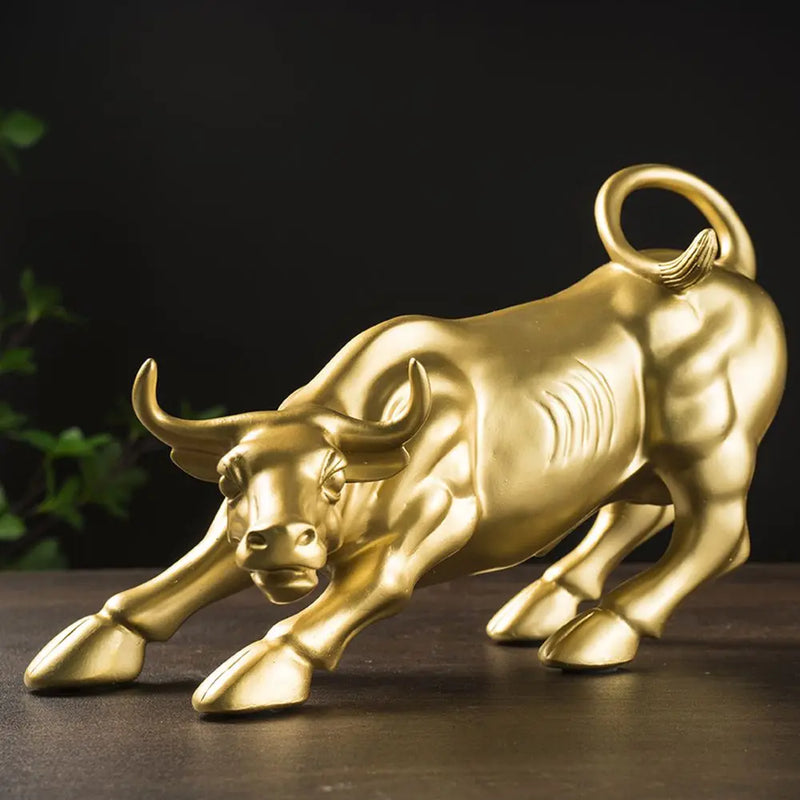 Afralia™ Bull of Fortune Resin Sculpture for Office Desk Feng Shui Decoration