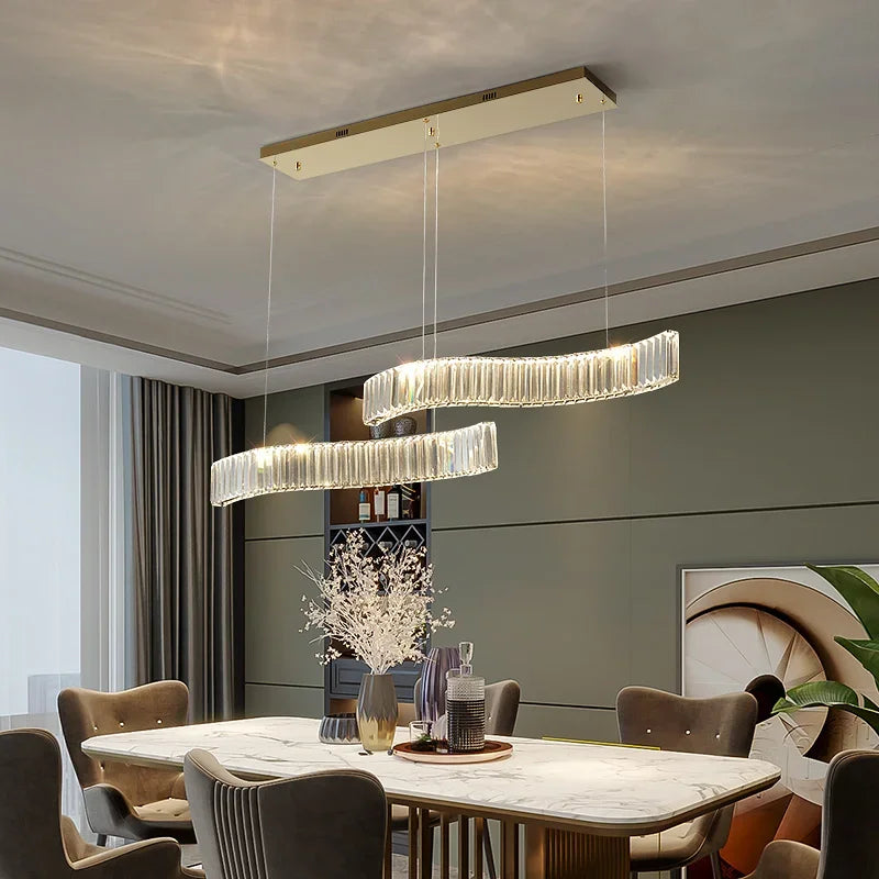 Afralia™ Luxury Crystal LED Chandelier Pendant Lights for Chic Home Decor