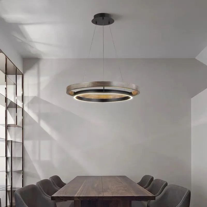 Afralia™ Double Circular LED Chandelier for Dining, Living Room, Kitchen - Modern Nordic Design