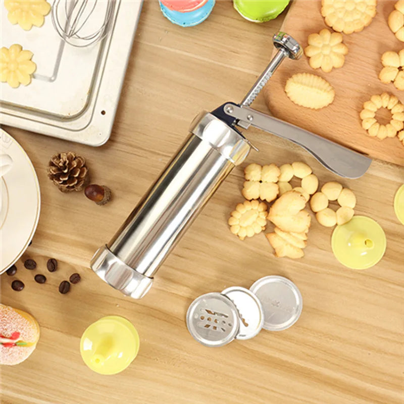 Afralia™ Stainless Steel Biscuit Maker Machine for Kitchen Pastry Syringe - Baking Tools