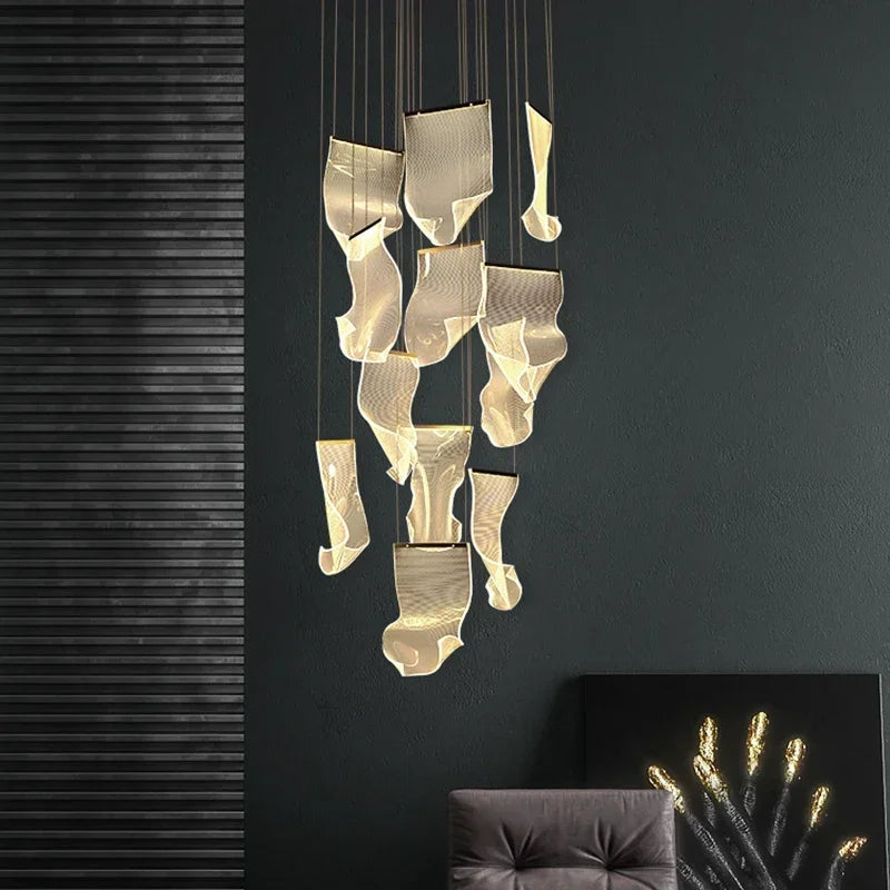Afralia™ Modern LED Chandelier: Adjustable Hanging Lamp for Dining Living Room Staircase Lighting
