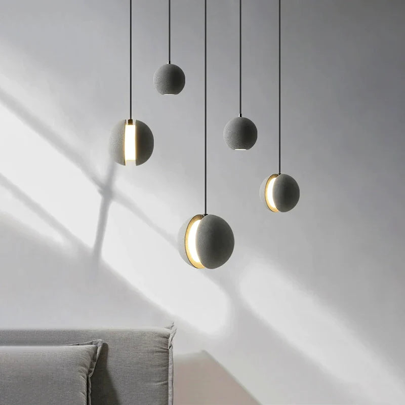 Afralia™ Cement Planet Chandelier Hanging Lamp for Dining Room & Bedroom