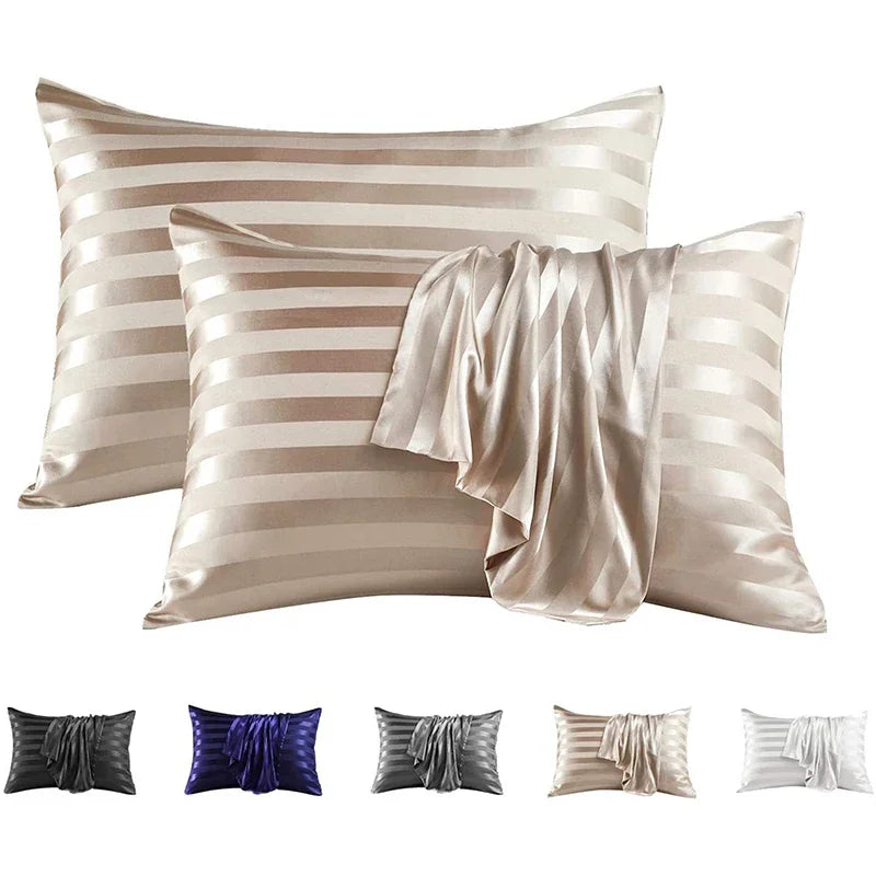 Afralia™ Luxe Jacquard Stripes Pillow Cover Set - Queen & King Size Home Pillowcases