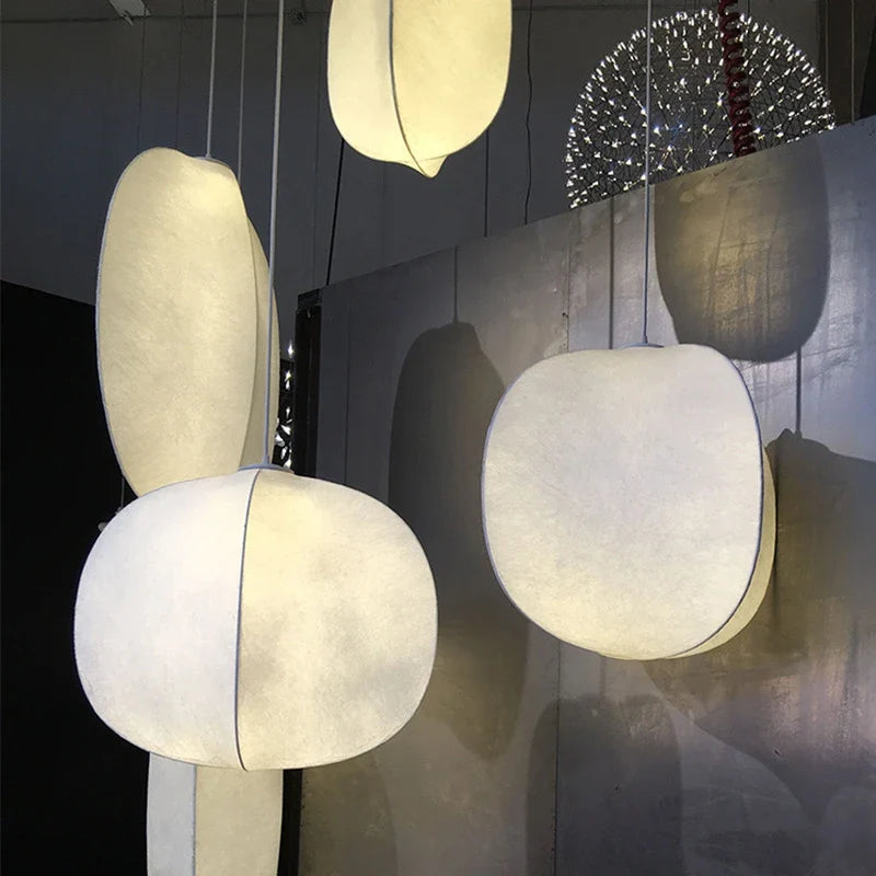 Nordic Silk Pendant Lights Wabi Sabi Chandelier Afralia™ Creamy Style LED Luminarias