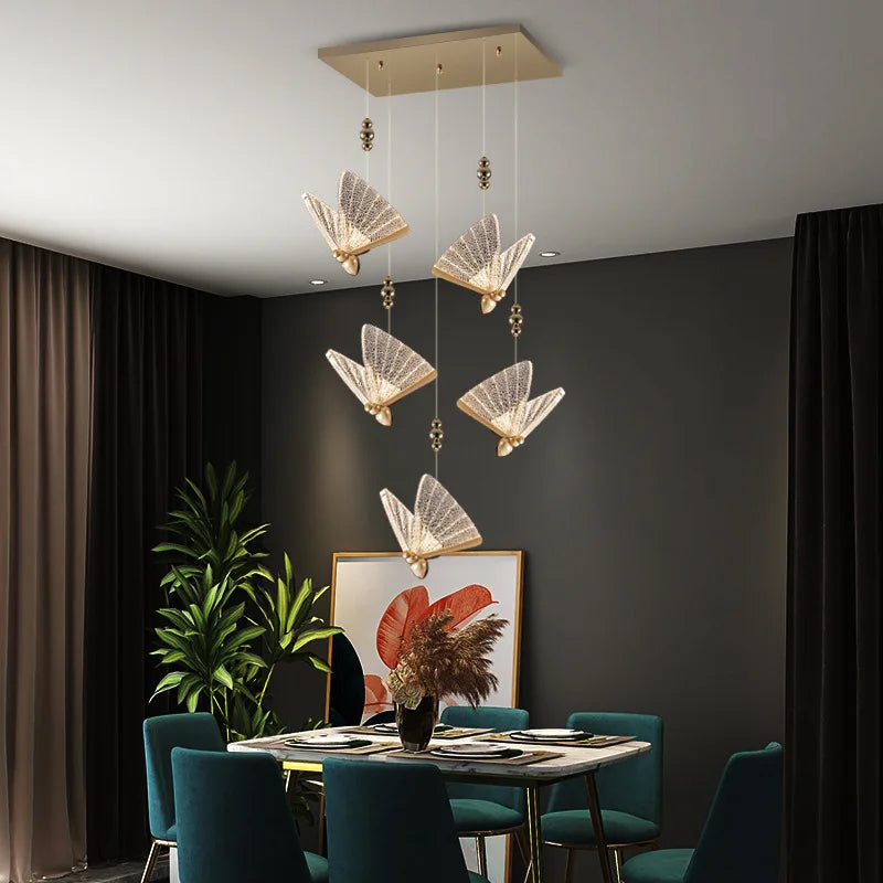 Afralia™ Butterfly LED Chandelier: Modern Hanging Light for Home, Bedroom, Coffee Store & More