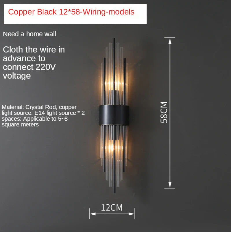 Afralia™ Crystal Copper Wall Lights: Postmodern Luxe Bedroom & Living Room Lighting