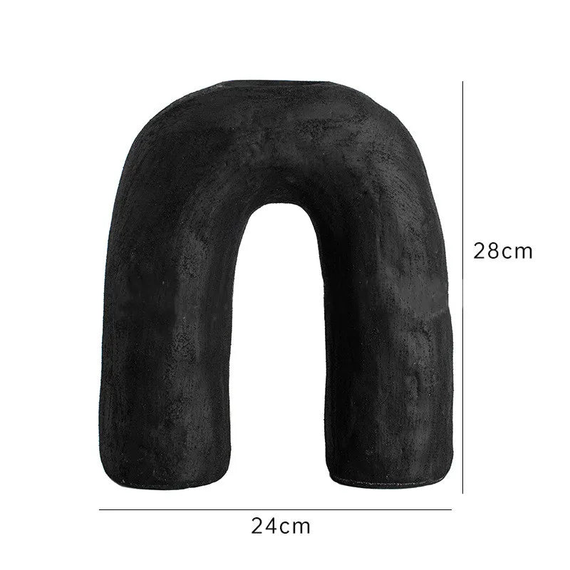 Afralia™ Arc Ceramic Vase Geometric Abstract Home Decor Flower Arrangement Accessory