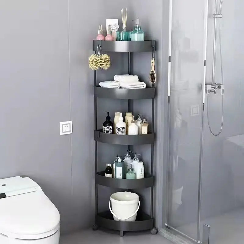 Afralia™ 5-Tier Rolling Cart Storage Rack for Kitchen & Bathroom Organizing