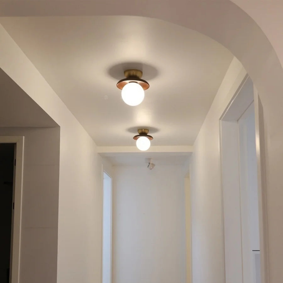 Afralia™ White Glass Ball LED Ceiling Lamp, Modern Nordic Flush Mount Lighting