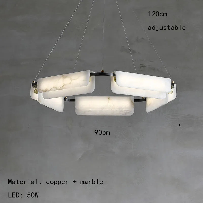 Afralia™ Natural Marble LED Ceiling Pendant Light: Stylish Dimmable Decorative Lighting for Living Room