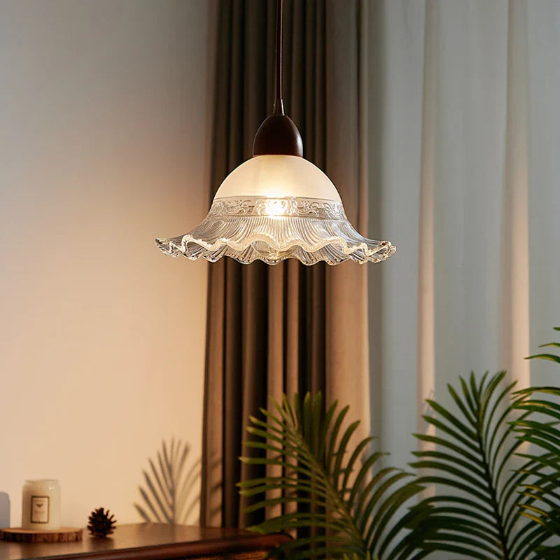 Afralia™ Glass Wood LED Pendant Lights: Modern Nordic Style Hanging Lamp for Bedroom and Balcony