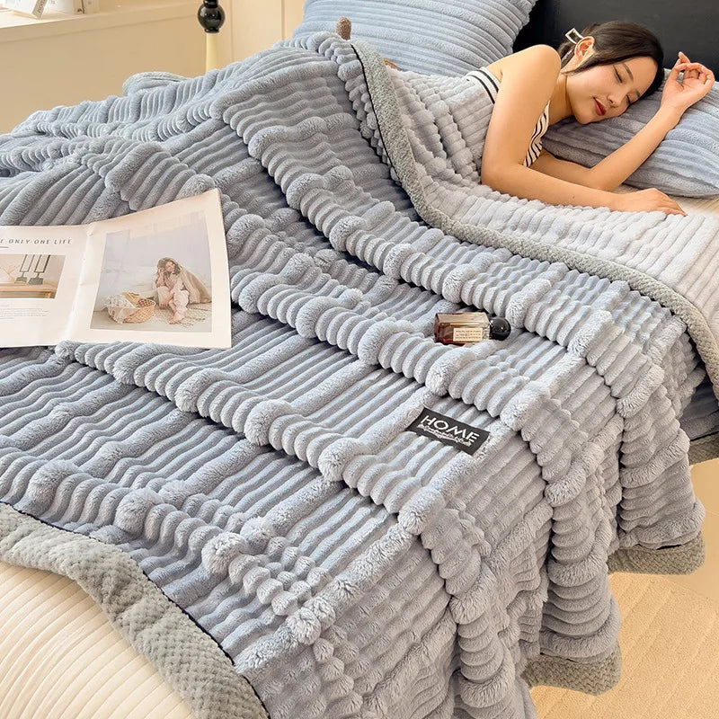 Afralia™ Cozy Faux Rabbit Plush Blanket, Nordic Style, Thick & Warm, Super Soft Nap Shawl