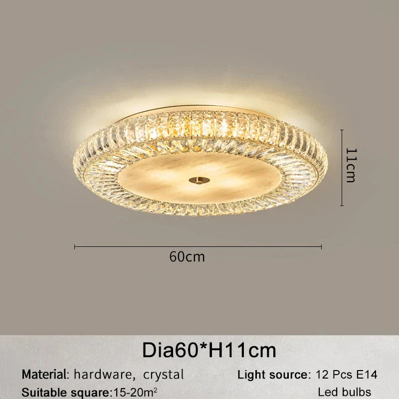 Afralia™ Golden Crystal Ceiling Chandelier | Luxury Living Room LED Light Fixture