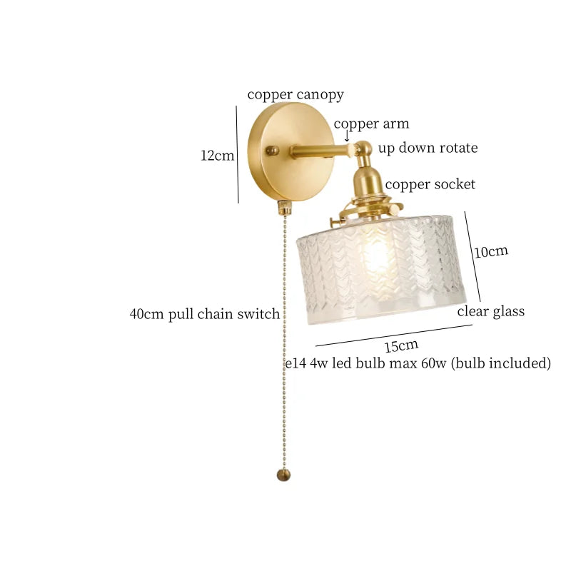 Afralia™ Bell Glass LED Wall Lamp for Living Room, Bathroom, Stair Light - Japanese Vintage Style