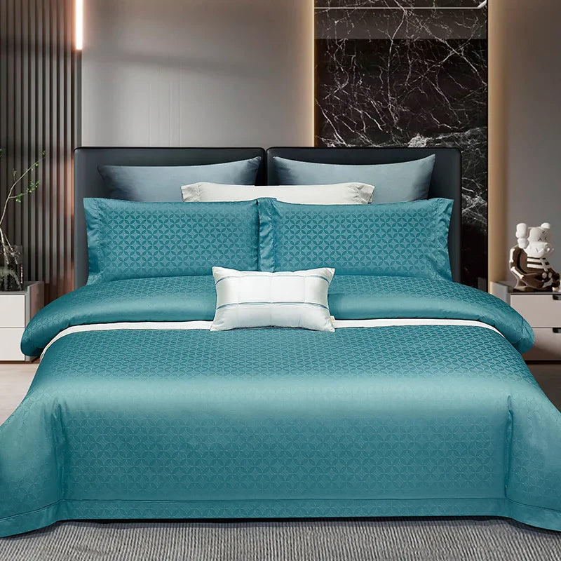 Afralia™ Luxury Egyptian Cotton Jacquard Bedding Set, Silky Soft Queen Size, 1400TC
