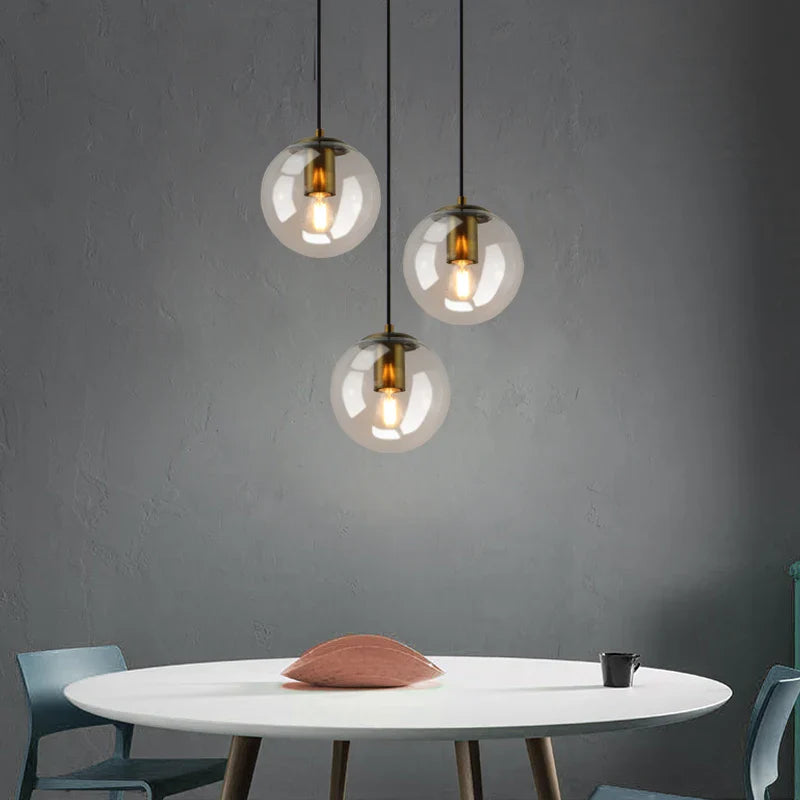 Afralia™ Modern Glass Chandelier for Bar Counter, Restaurant - Gold/Silver Metal, Amber Glass Suspension Lamp