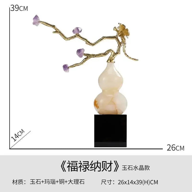 Afralia™ Crystal Jade Gourd Wealth Ornament - Modern Light Luxury Accent Piece