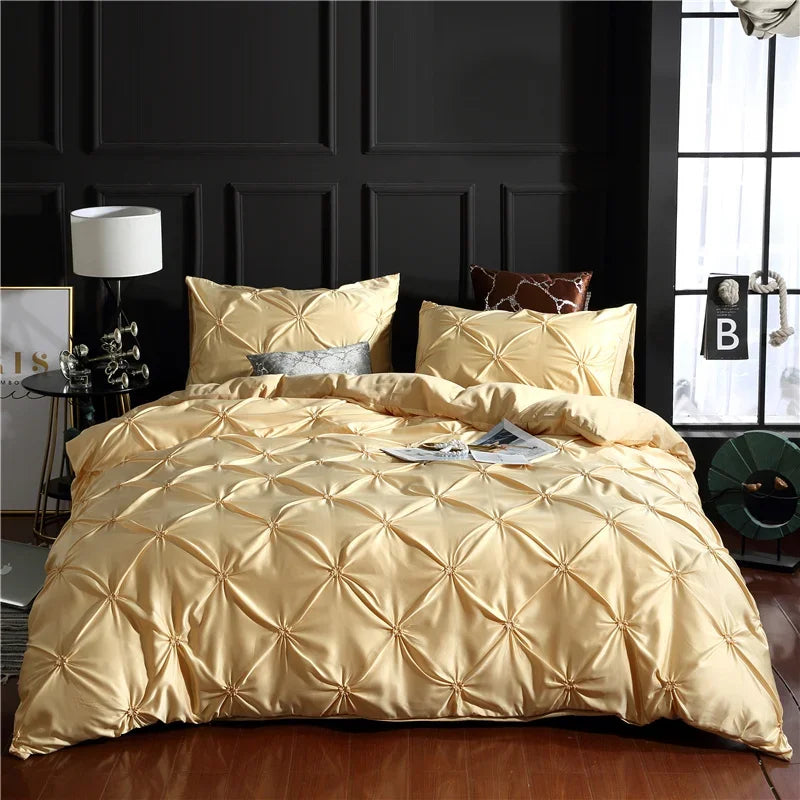 Afralia™ Rayon Pinch Pleated King Duvet Cover Set with Pillowcase