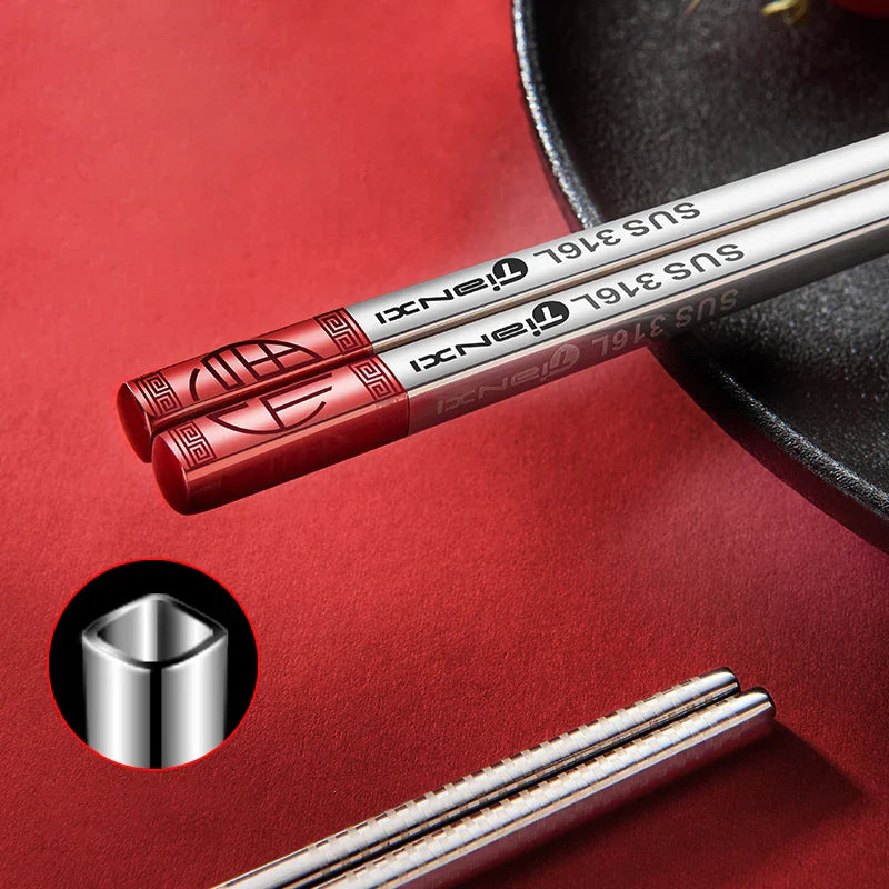 Afralia™ Stainless Steel Non-Slip Chopsticks Set for Elegant Dining