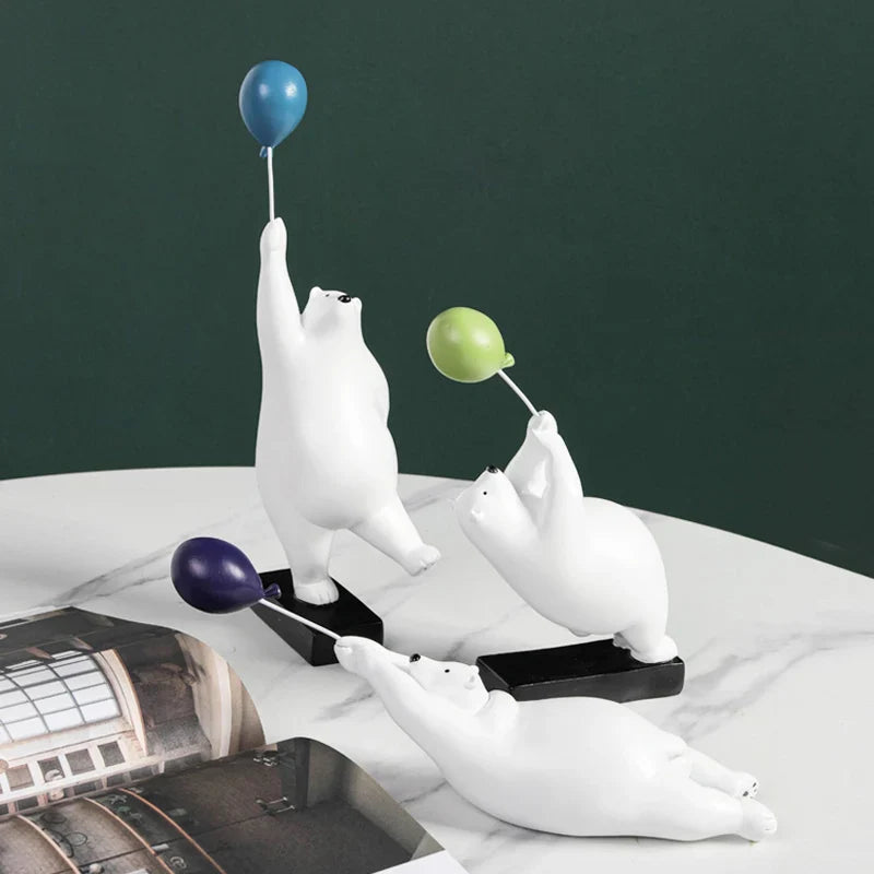 Afralia™ Flying Bear Balloon Figurines: Modern Home Wall Decoration & Gift